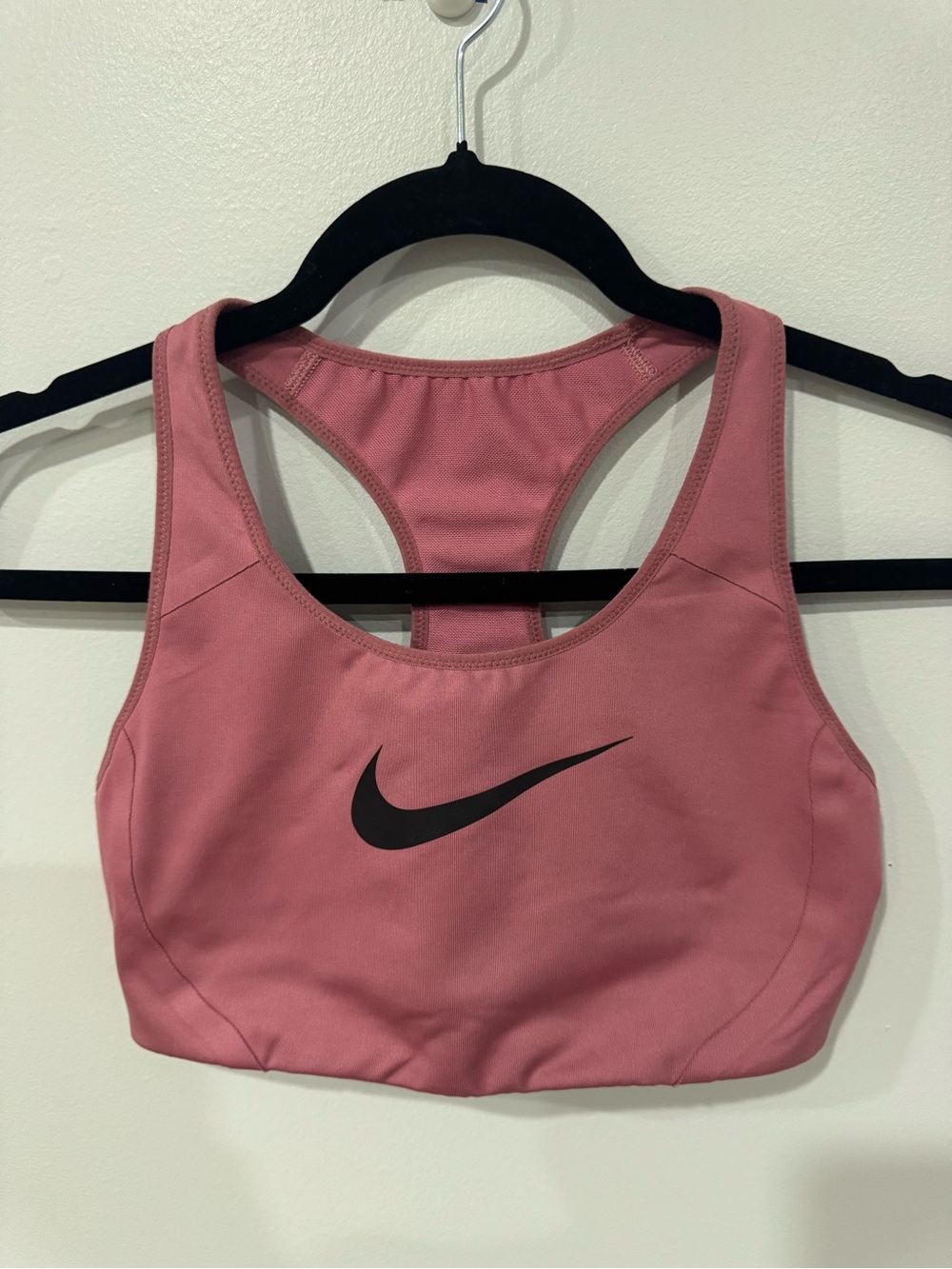 Nike Pink Racerback Medium Support Sports Bra with Black Swoosh